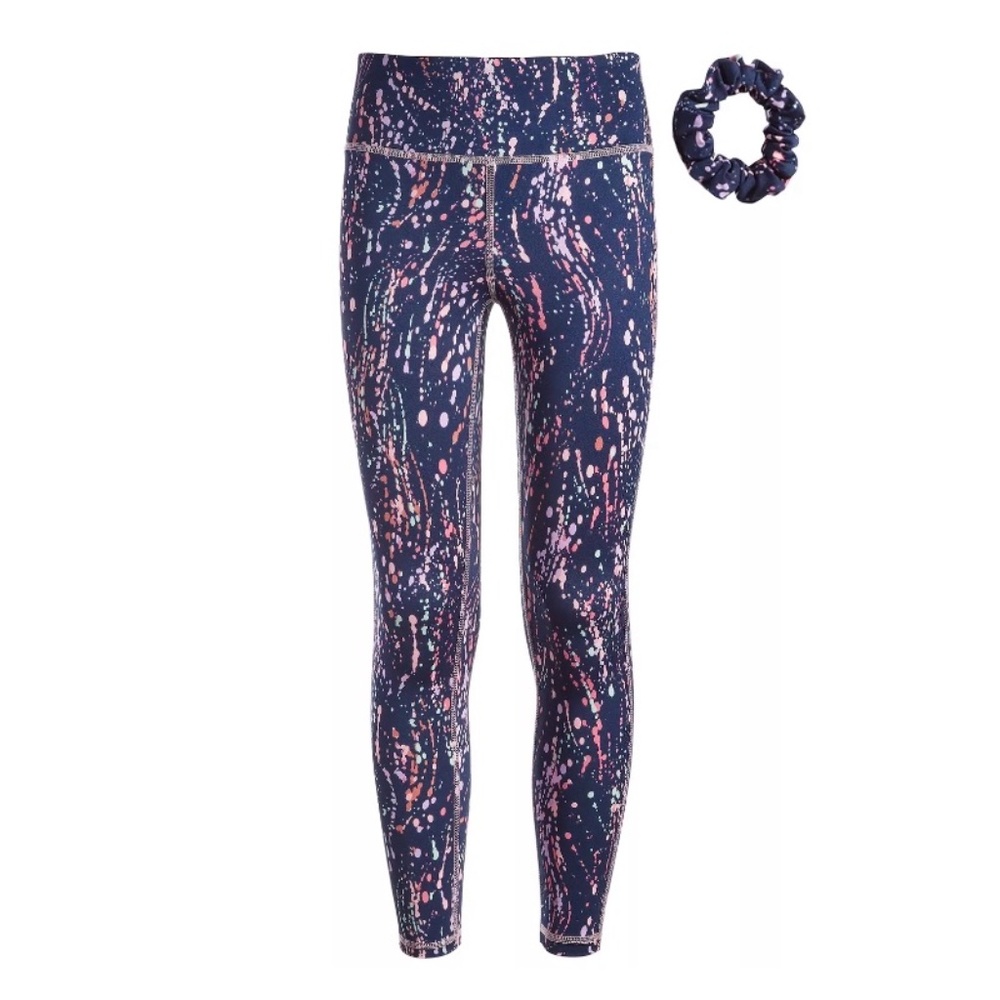 Ideology Girls Mod Splatter Leggings & Scrunchie Set. Size M, New!